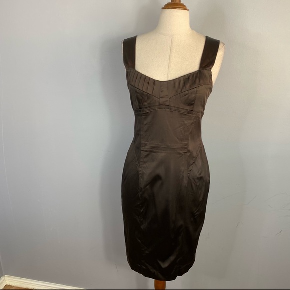 Cue Size 10 Satan Black  Sweetheart Neck Dress - Picture 3 of 8